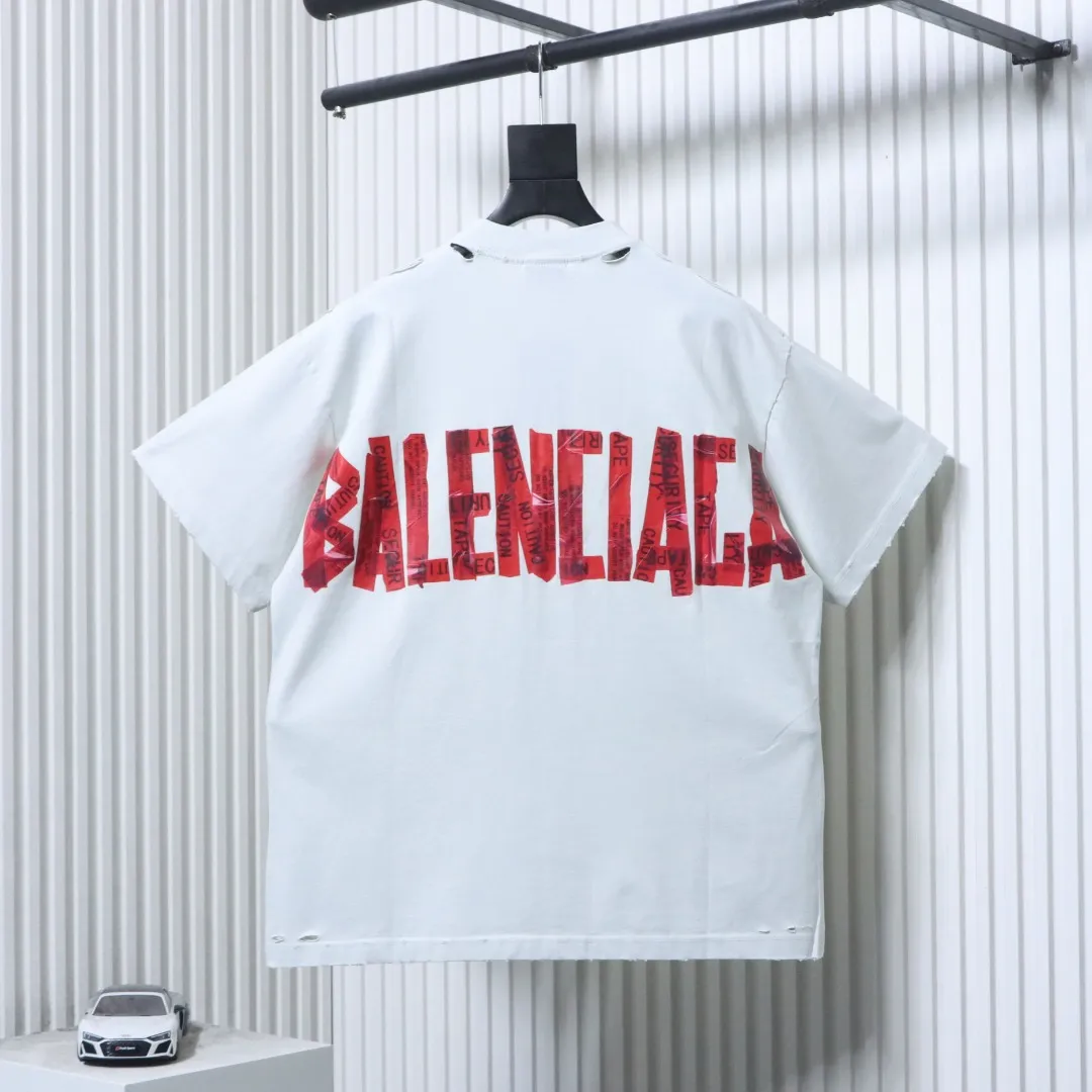 Back of BLCG Red Masking Tape T-Shirt Color White