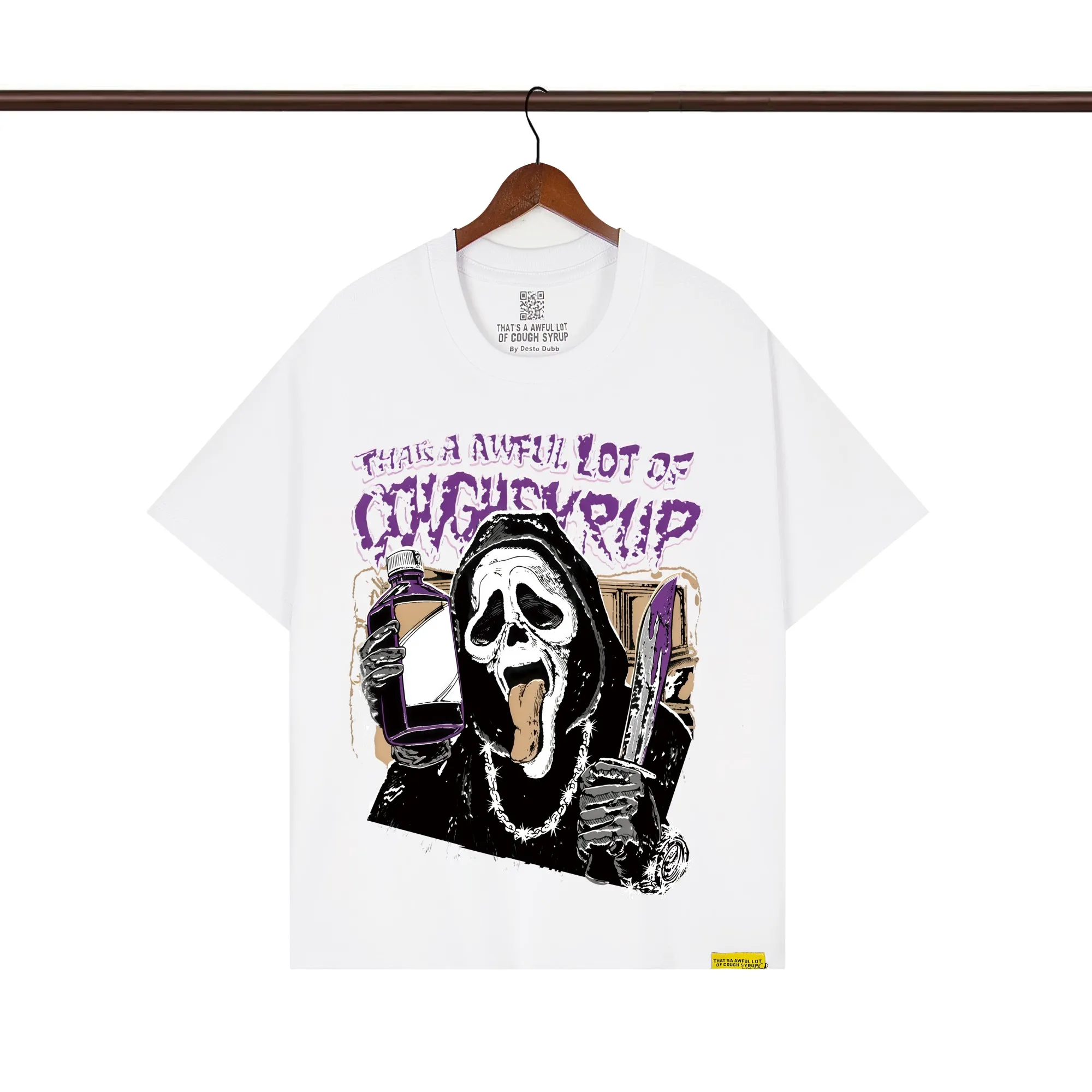 That's A Awful Lot Of Cough Syrup Scream Ghostface Graphic T-Shirt color White