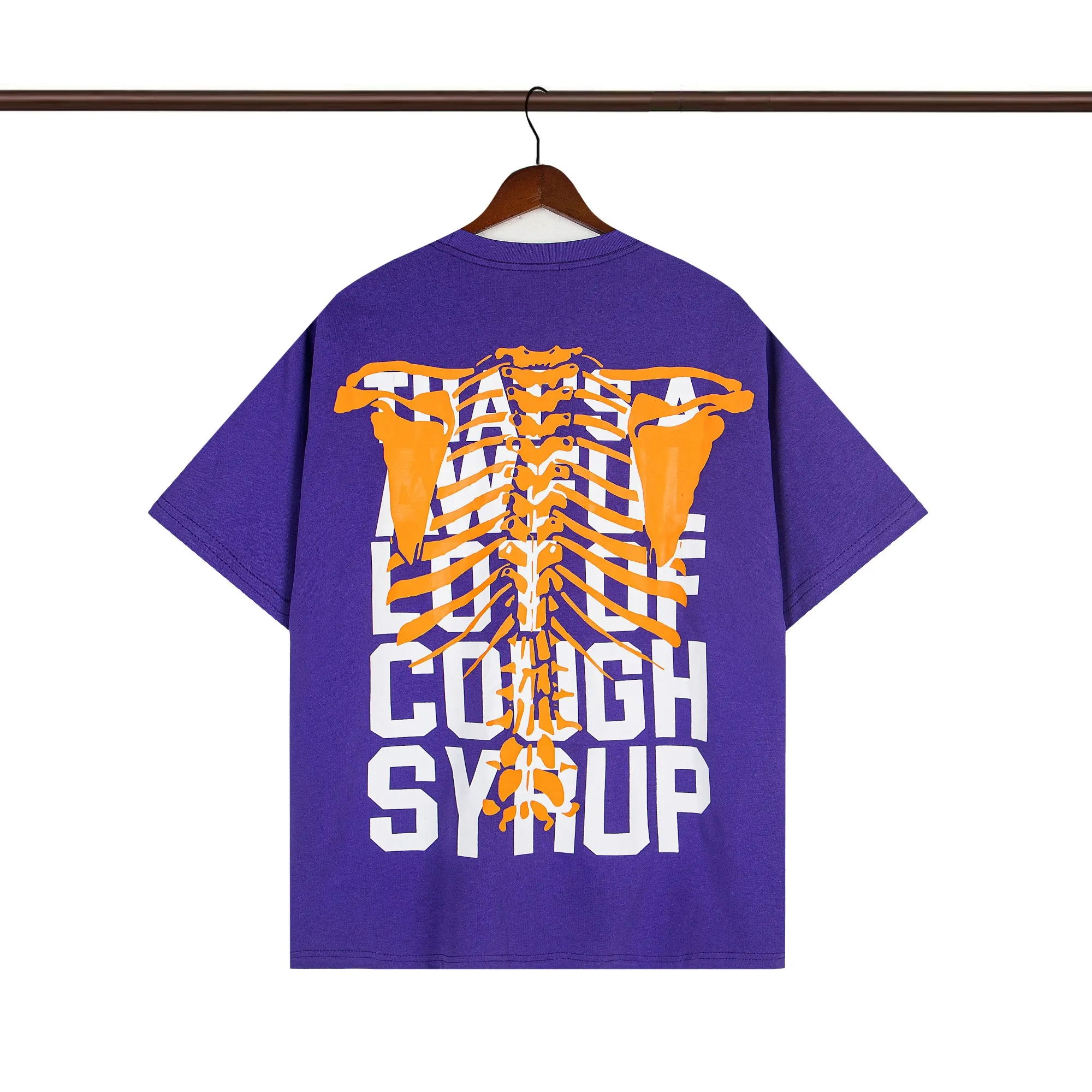 Back of That's A Awful Lot Of Cough Syrup Purple Skeleton Ribcage Graphic T-Shirt - Purple