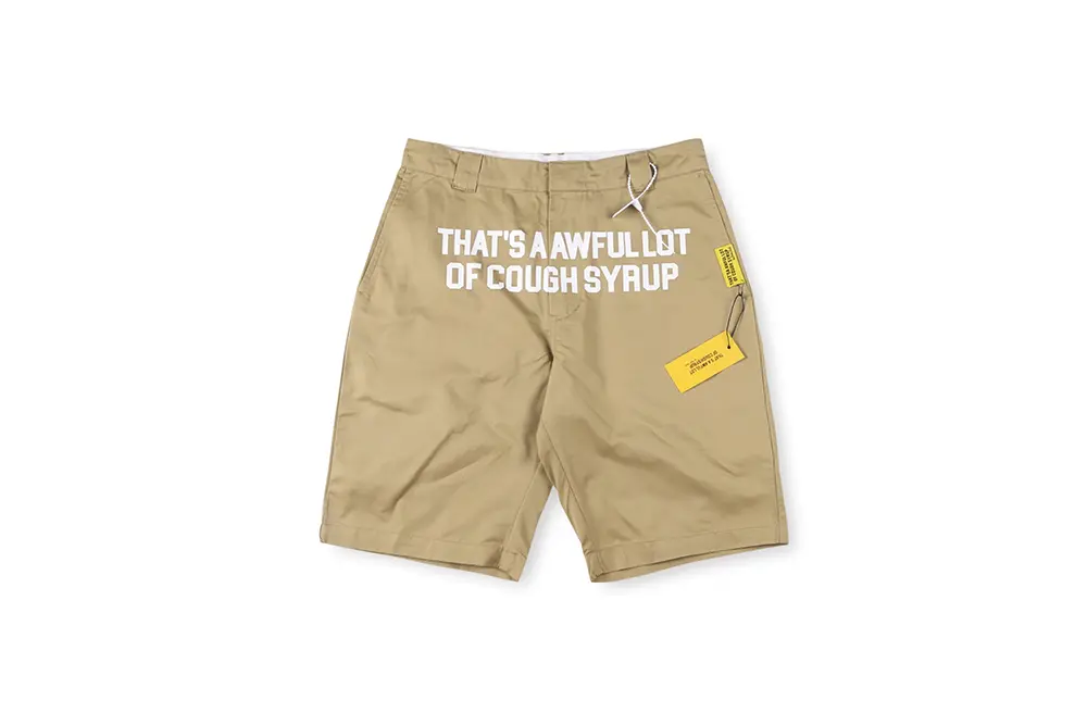 That’s an Awful Lot of Cough Syrup Letter Print Casual Shorts (beige Front View)