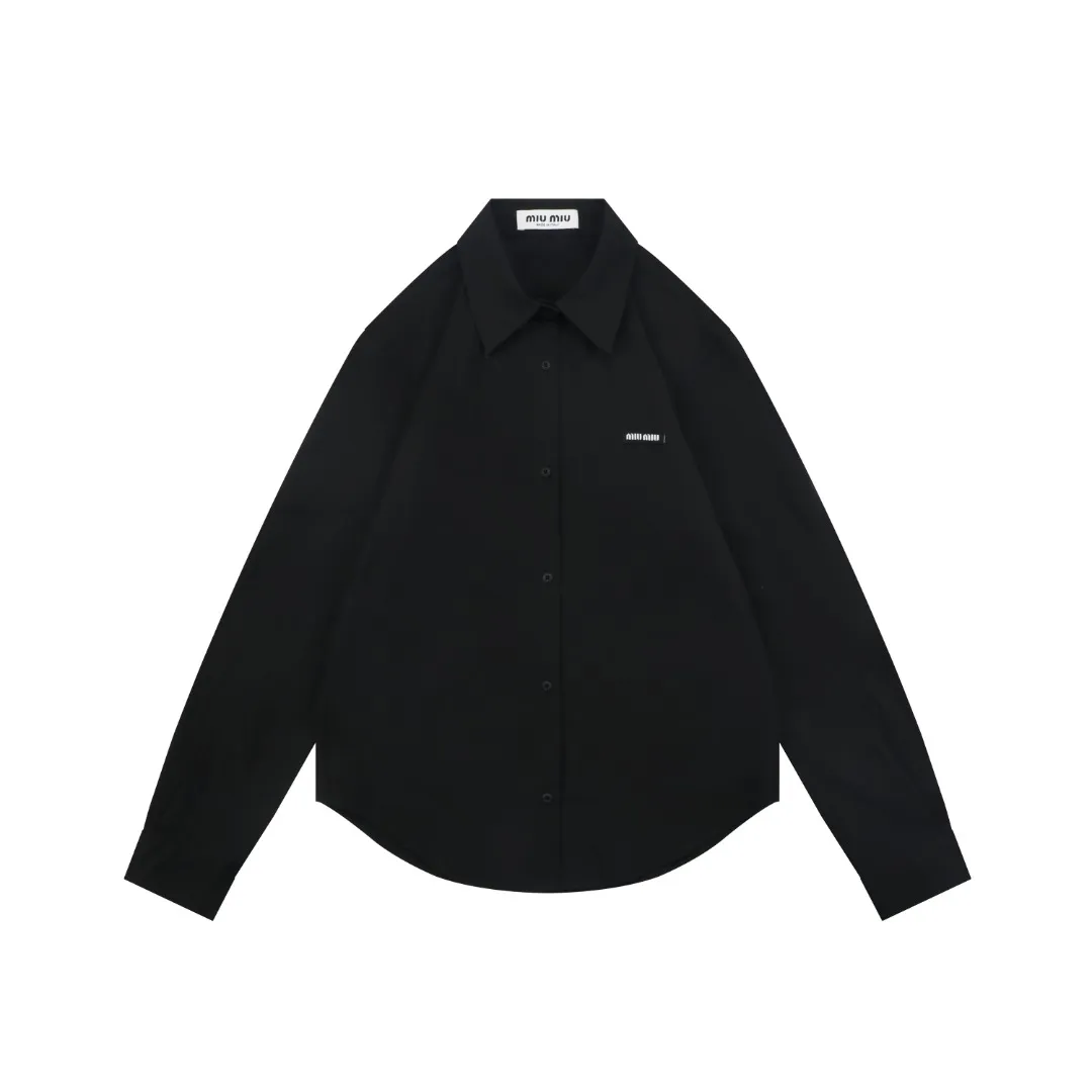 MiuM Small Logo Relaxed Long Sleeve Shirt