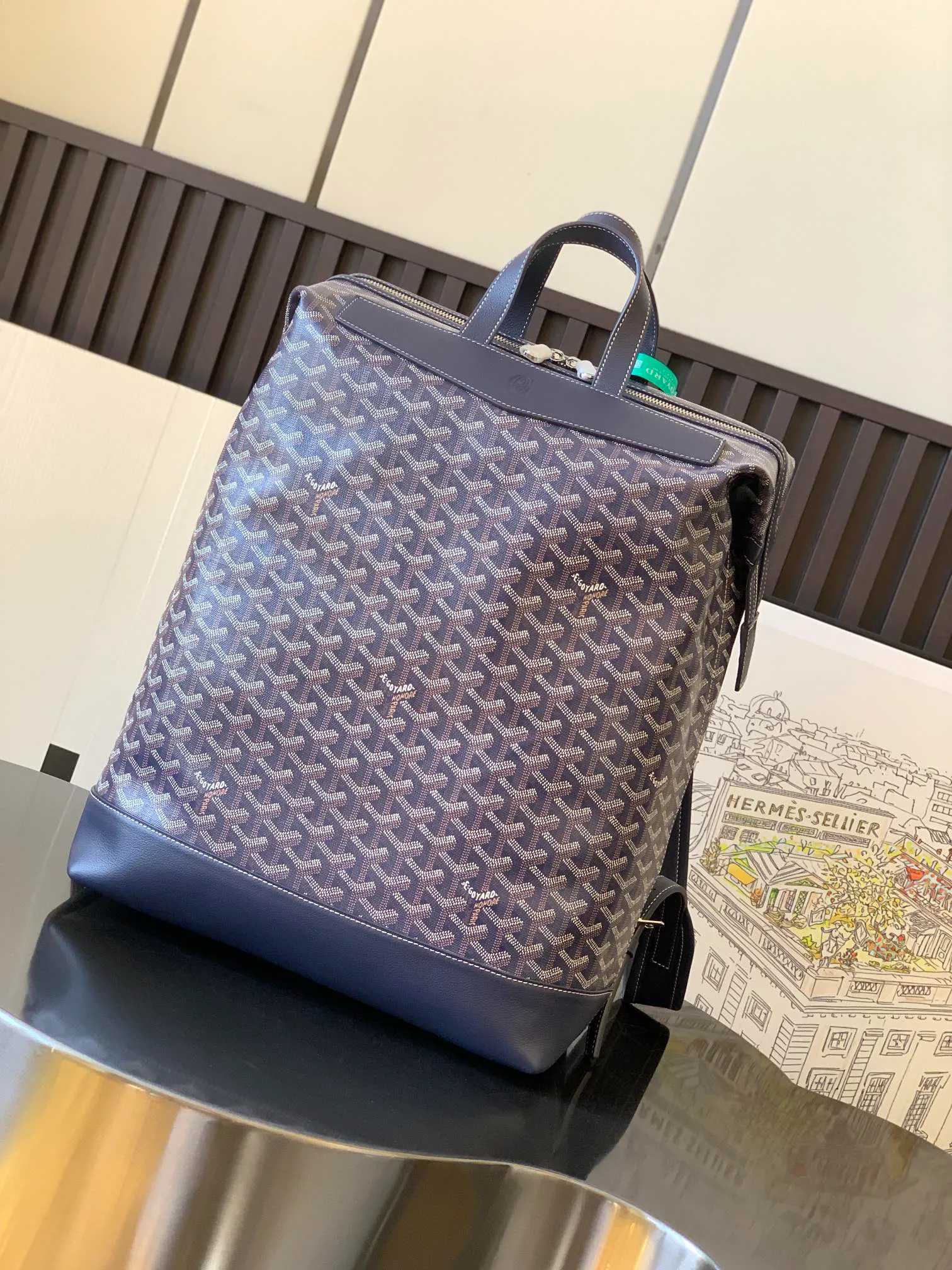 GY CisAlpin Monogram Leather Backpack - Dark Blue