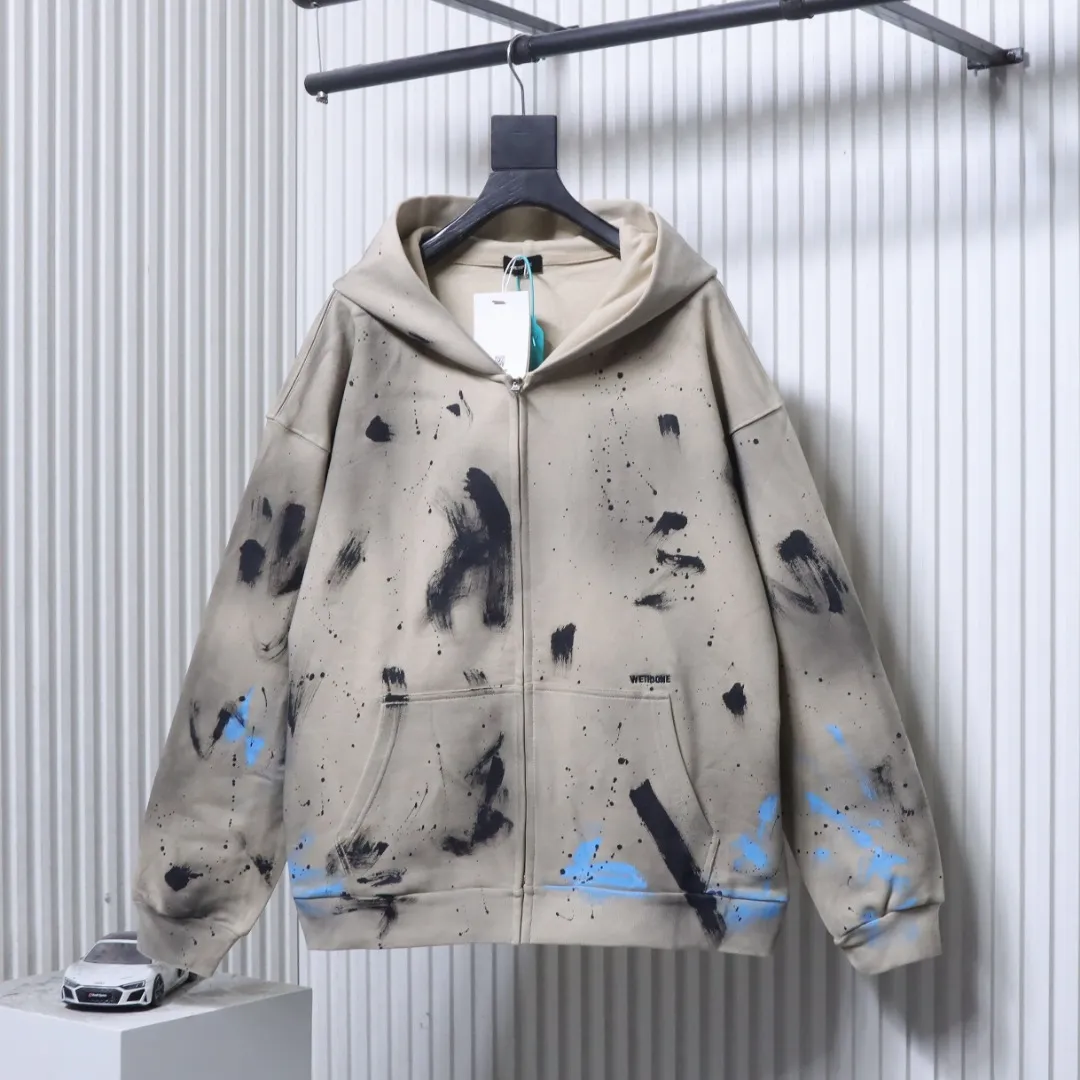 Well Done Irregular Graffiti Print Zip-Up Hoodie
