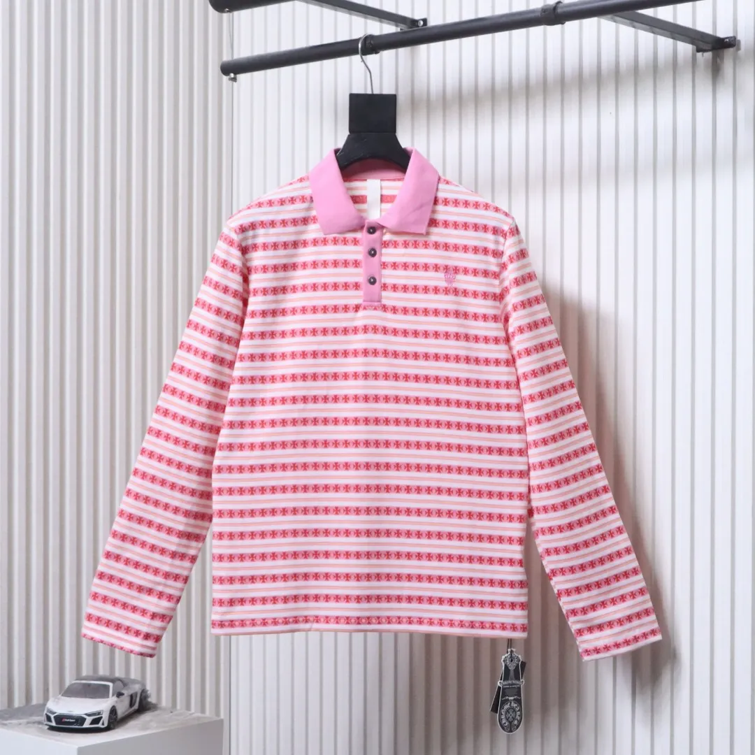 CH 25FW Horseshoe Striped Long-Sleeve Polo Shirt