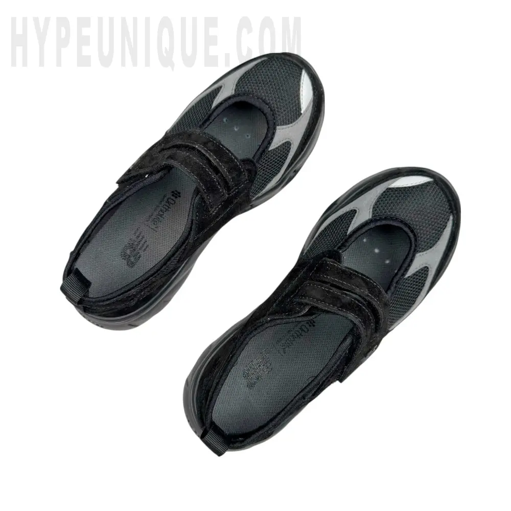 A pair of the black shoes