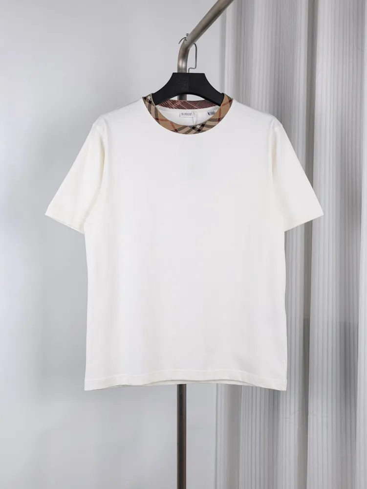 BBR Checkered Neckline Short Sleeve T-Shirt Color White