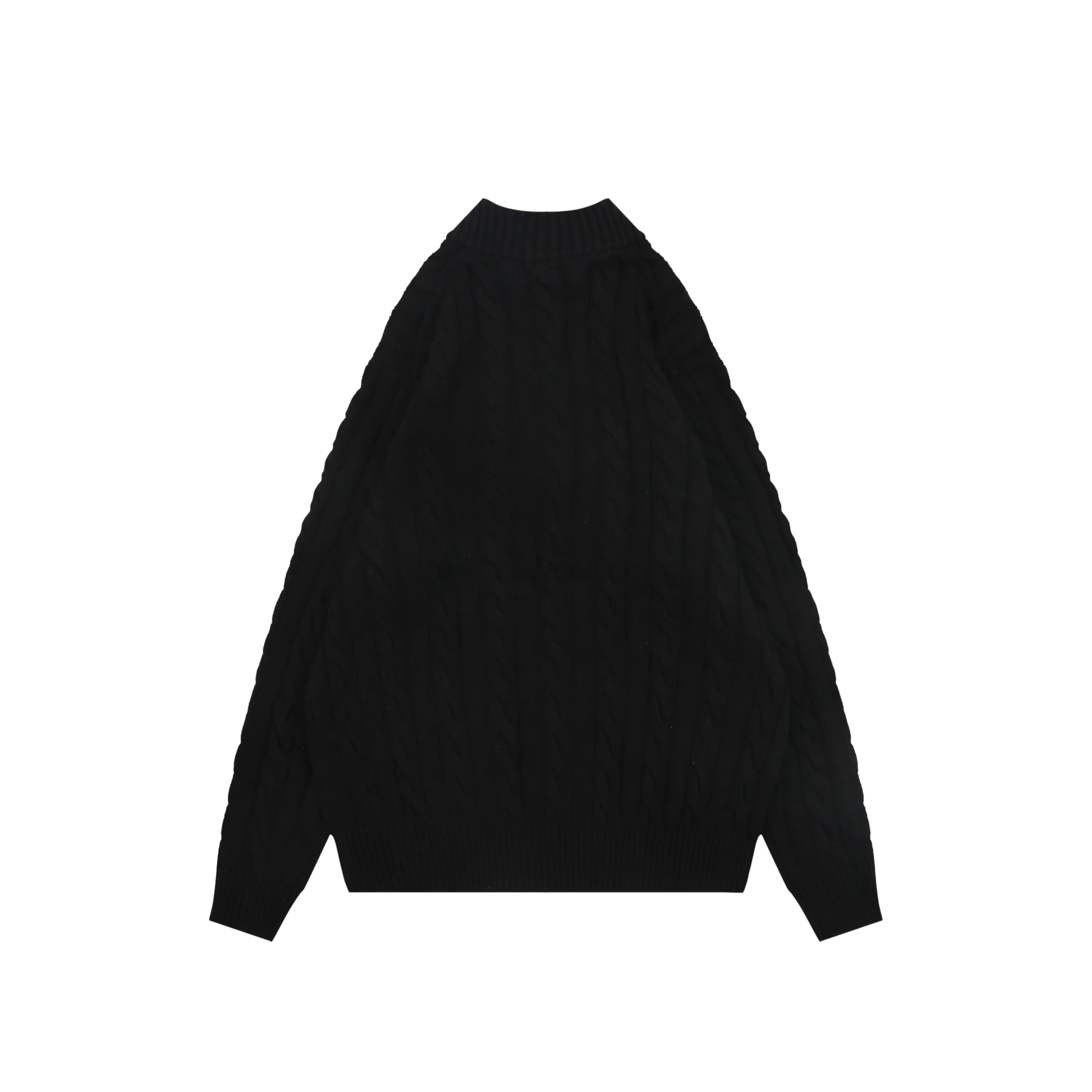 Back View RL N10 Pony Logo Cable Knit Half-Zip Sweater
