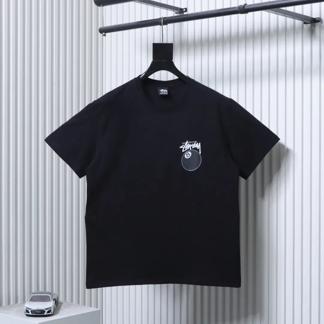 Stussy Black 8 Ball Print Short Sleeve T-Shirt