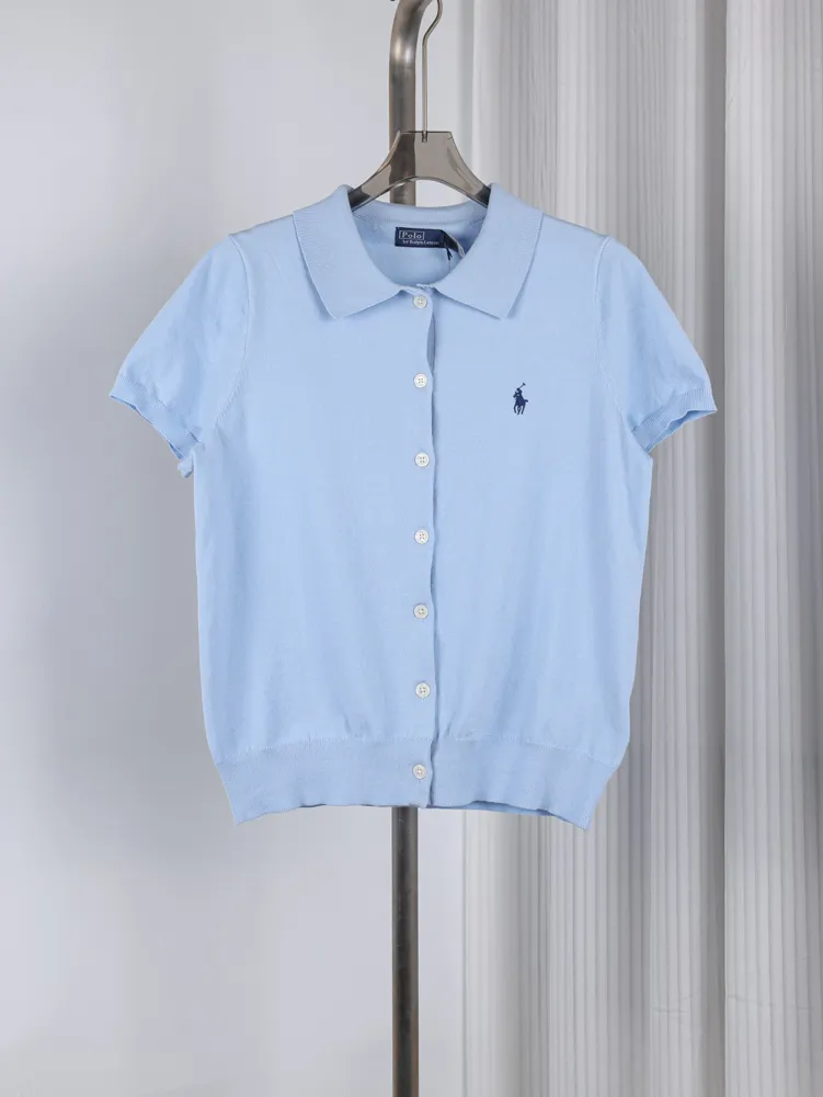 RL Pony Knit Cotton Collared Short Sleeve Polo T-Shirt