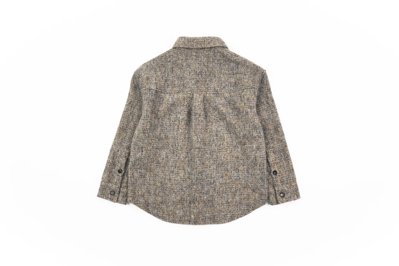 Back View Wool Blend Oversized Shirt Jacket