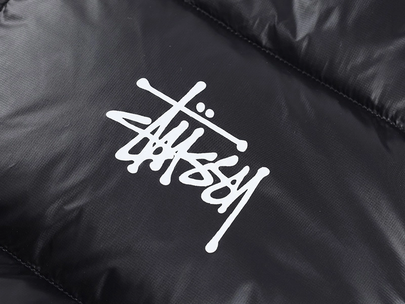 Stussy 22FW Black and Pink Hooded Down Jacket