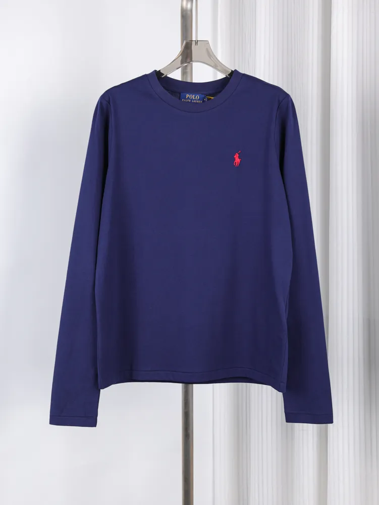 RL Pony Cotton Long Sleeve Crewneck T-Shirt