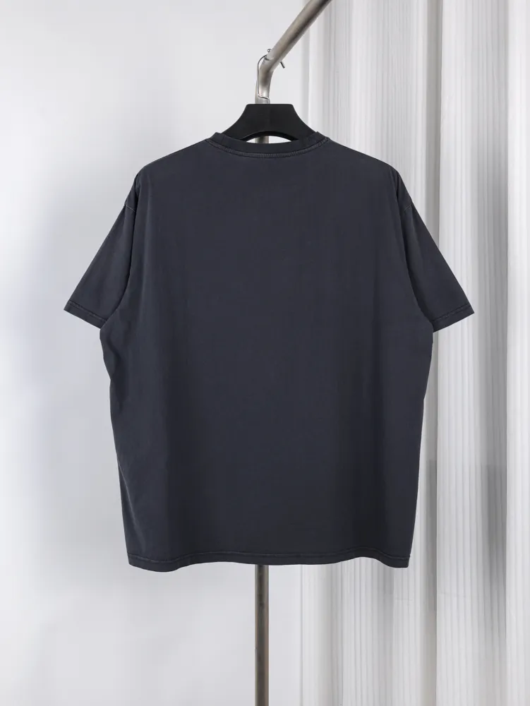 Back of Acne Flocked Logo Distressed T-Shirt Color Black