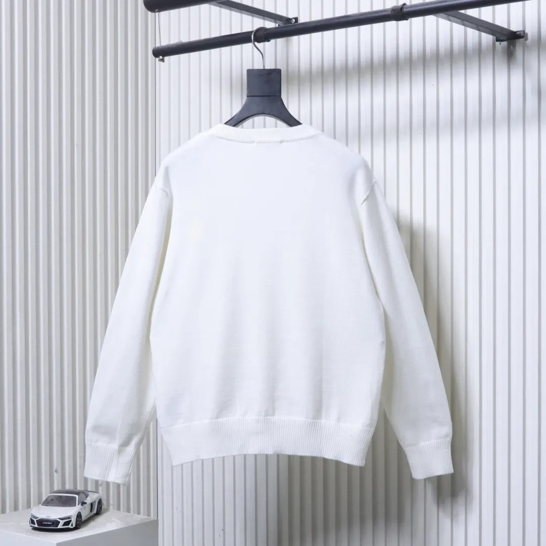 Back View AMI Heart Embroidered V-Neck Cardigan Sweater