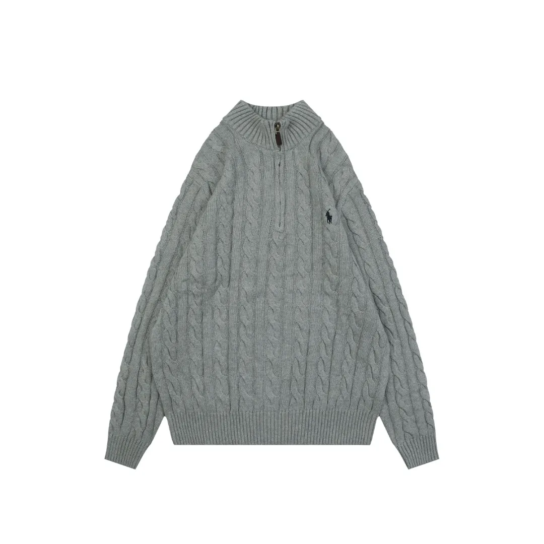 RL N10 Pony Logo Cable Knit Half-Zip Sweater