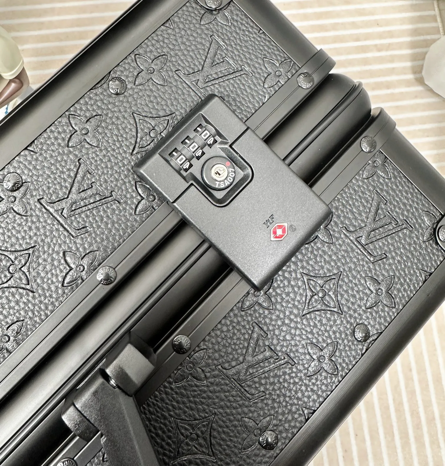 Black embossed monogram luggage TSA combination lock