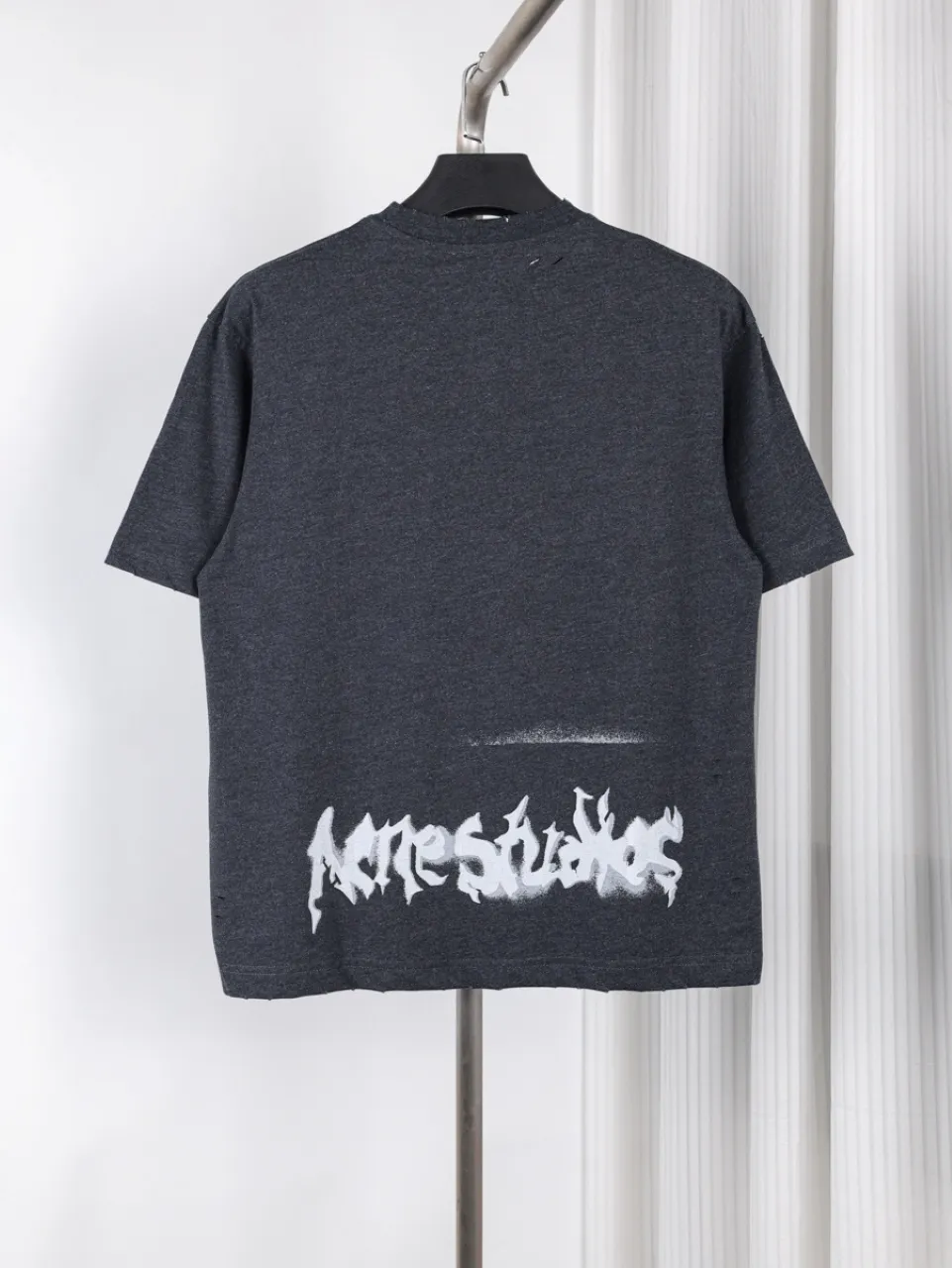 Back Acne Gothic Letter Print Distressed T-Shirt