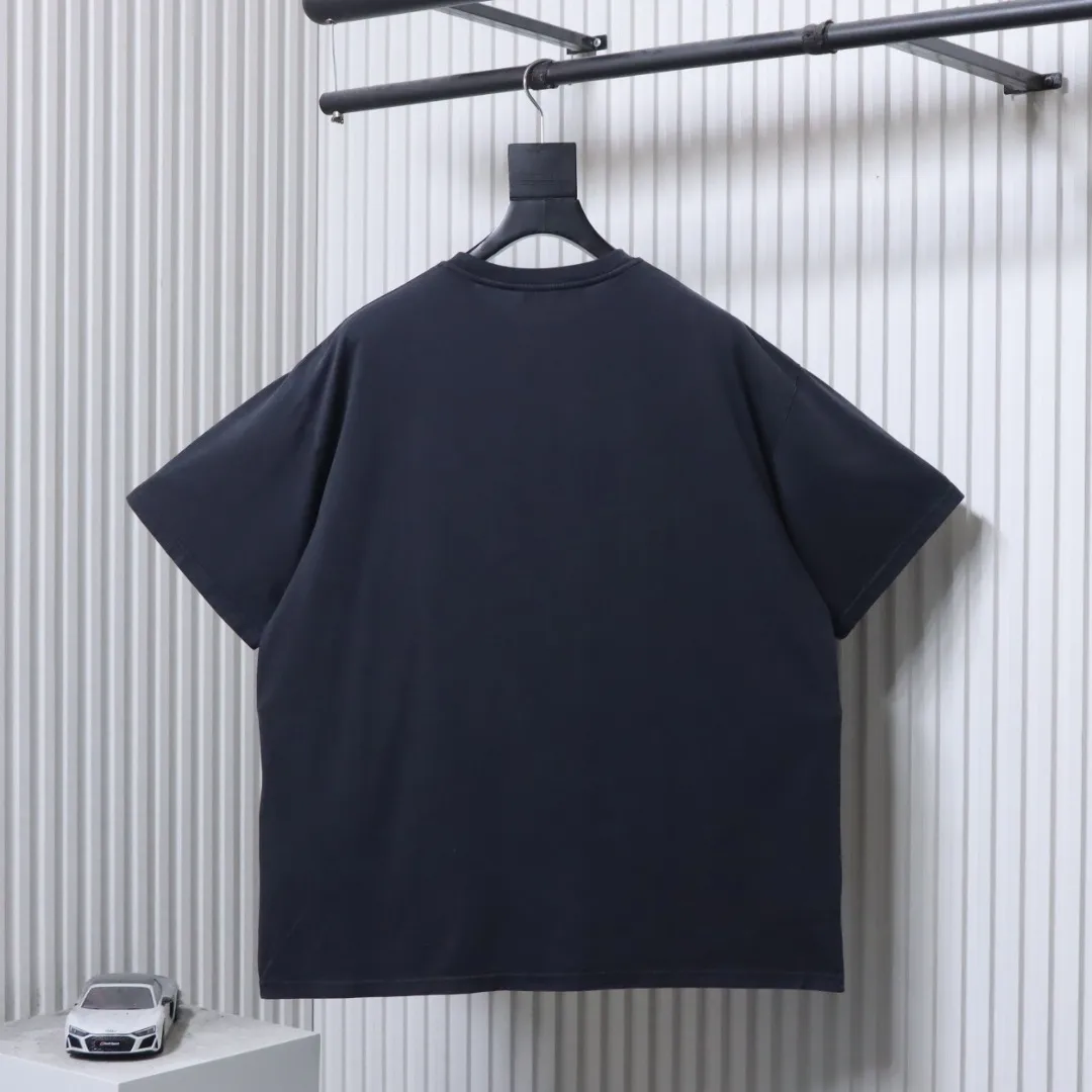 Back of Acne Flocked Distressed T-Shirt Color Black