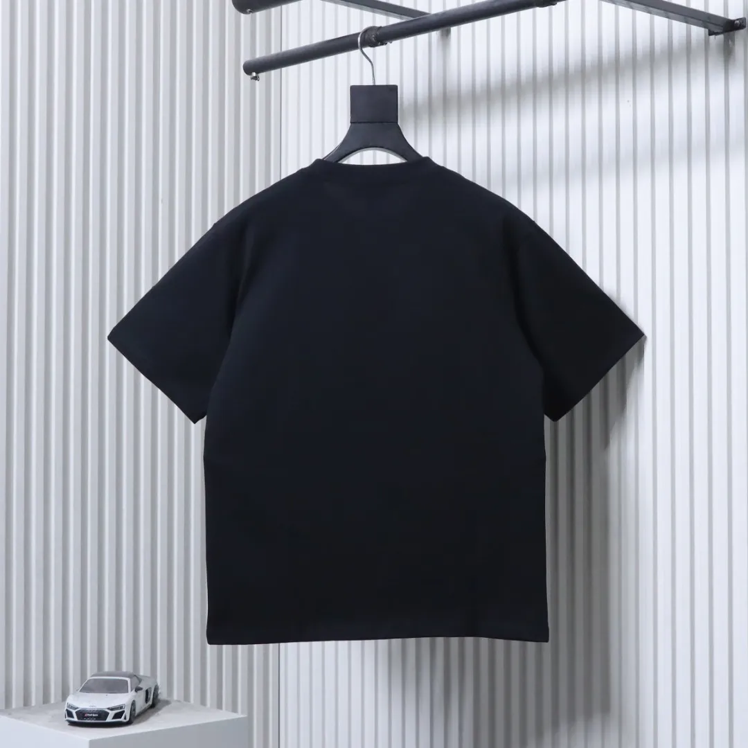 Back of BBR TB Check Square Embossed Cotton T-Shirt Color Black