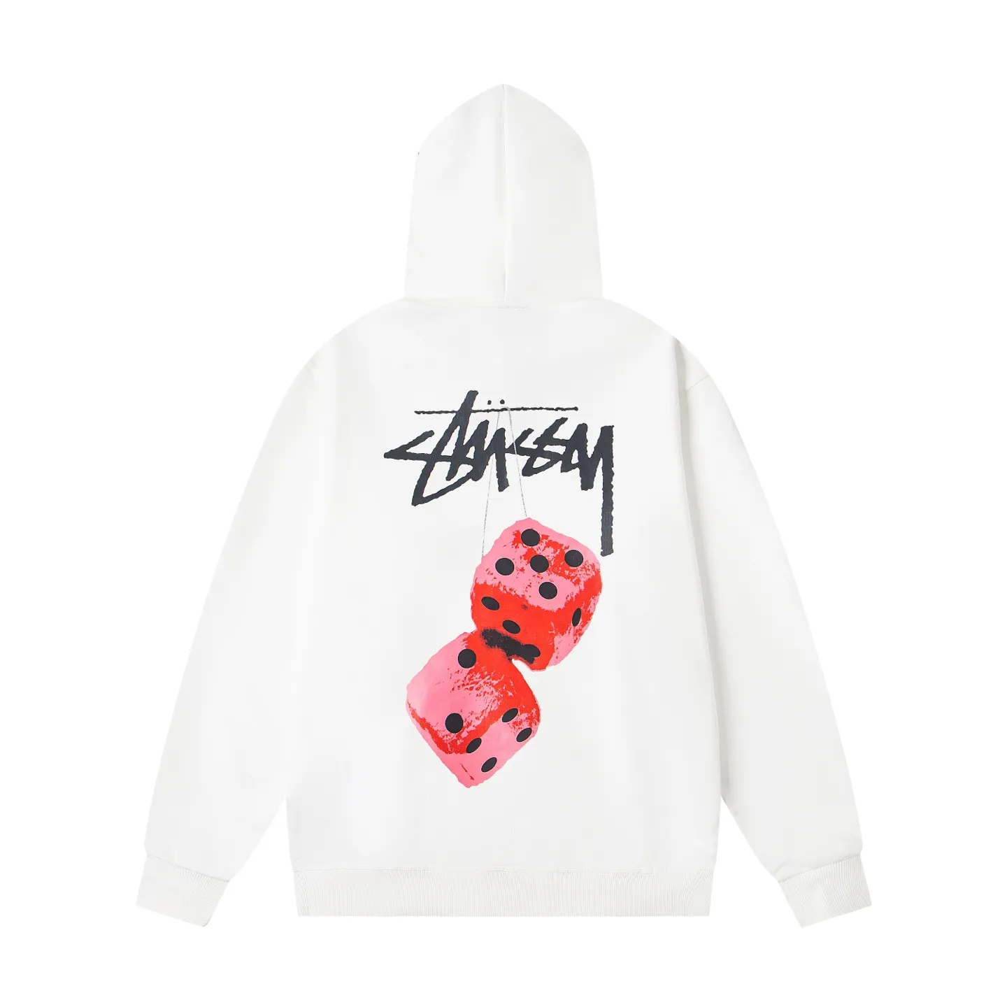 Back Stussy Fuzzy Dice Logo Hoodie