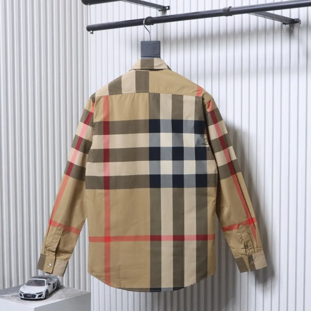Back View BBR Classic Large Check Cotton Long-Sleeve Shirt