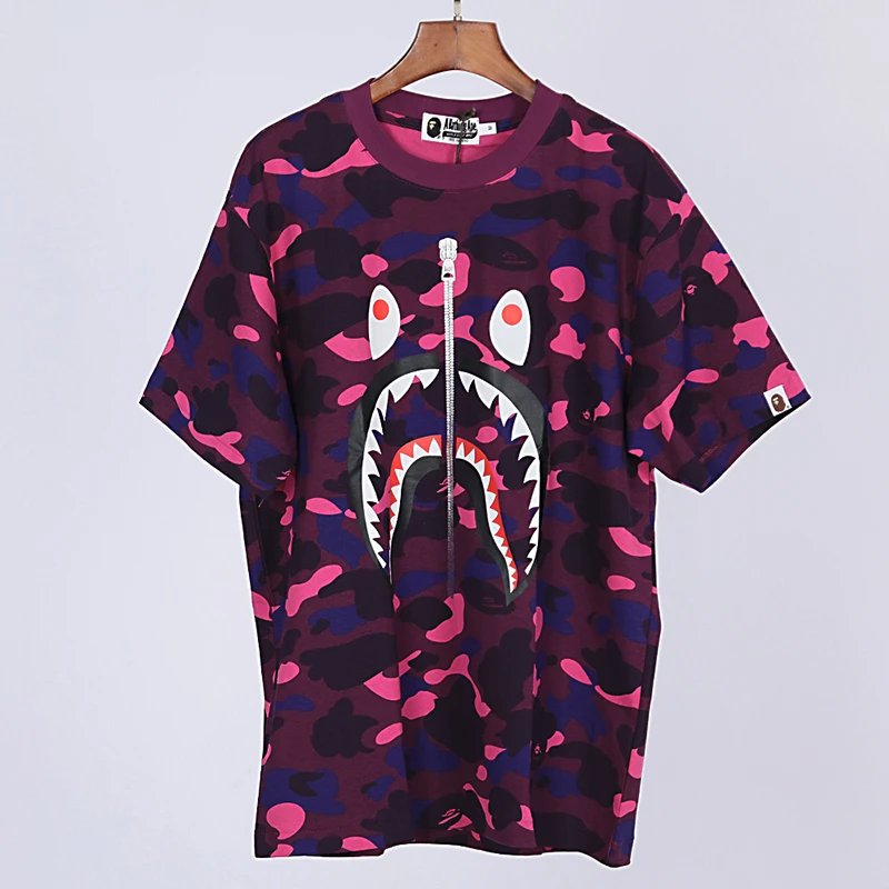 Bape Camouflage Shark Print T-Shirt