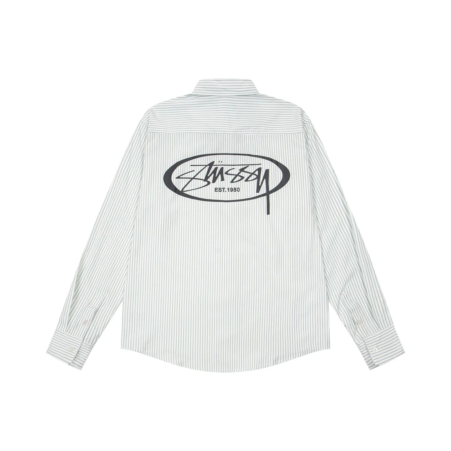 Back Stussy Standard Logo Striped Cotton Long-Sleeve Shirt