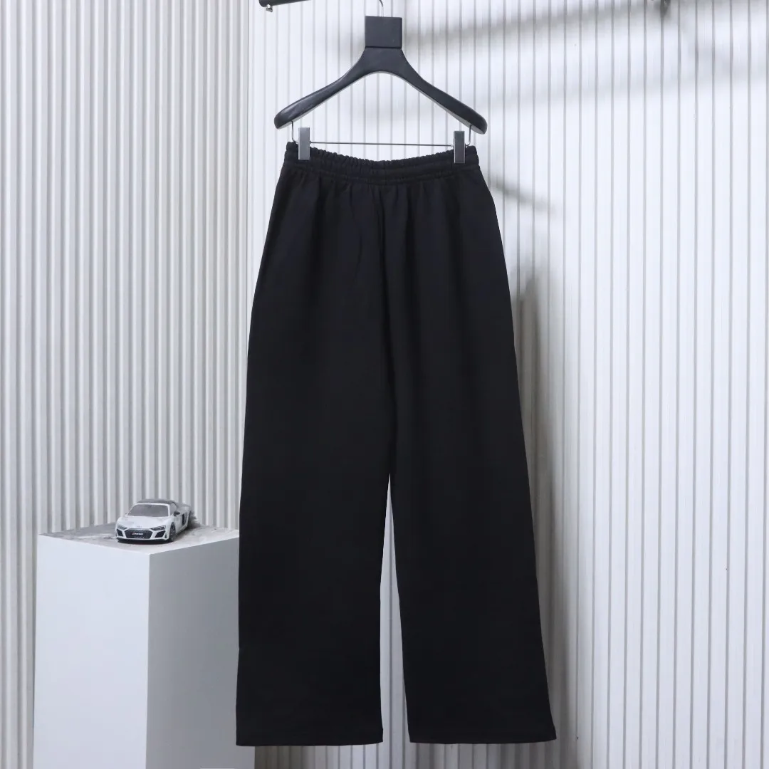 Back Well Done Rhinestone Logo Wide-Leg Casual Pants