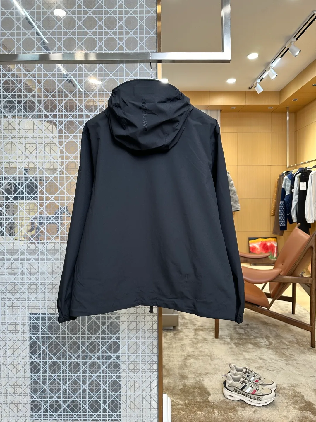 Back View Mcler Grenoble Logo Hooded Windbreaker Jacket
