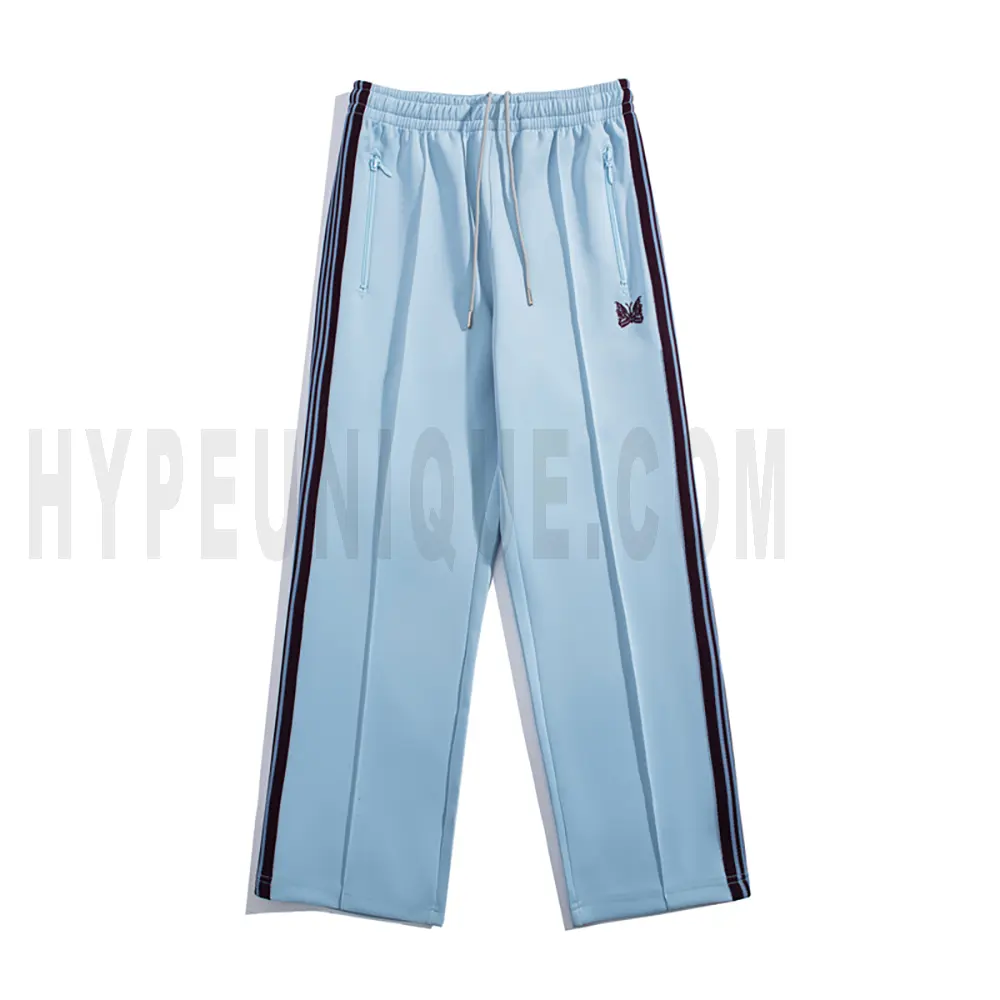 The front of the blue pants