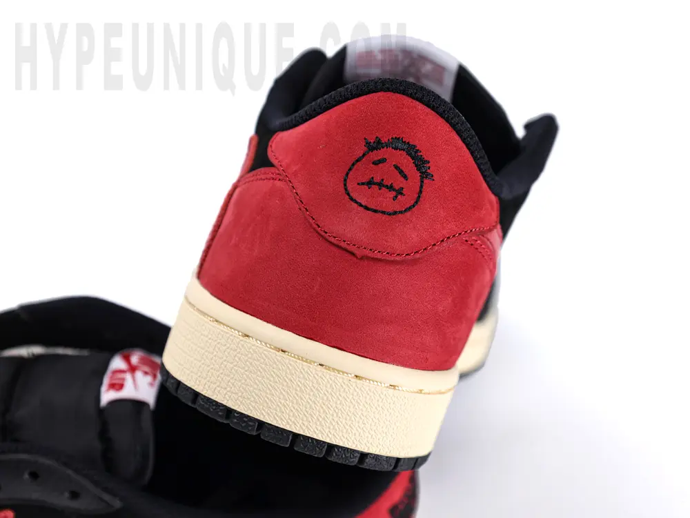 Red suede Travis Scott ghost face embroidery