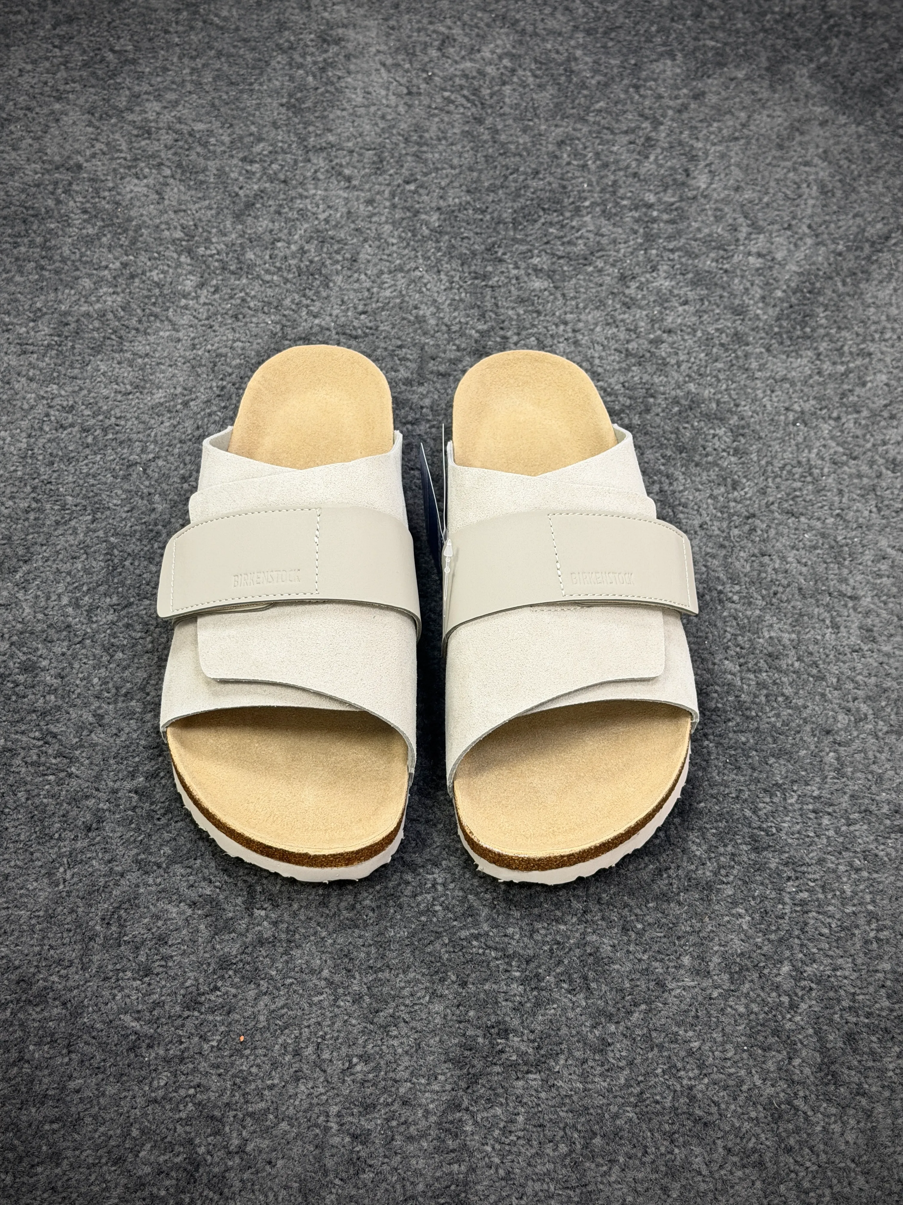 BK Kyoto Beige Nubuck Suede Leather Sandals Front View