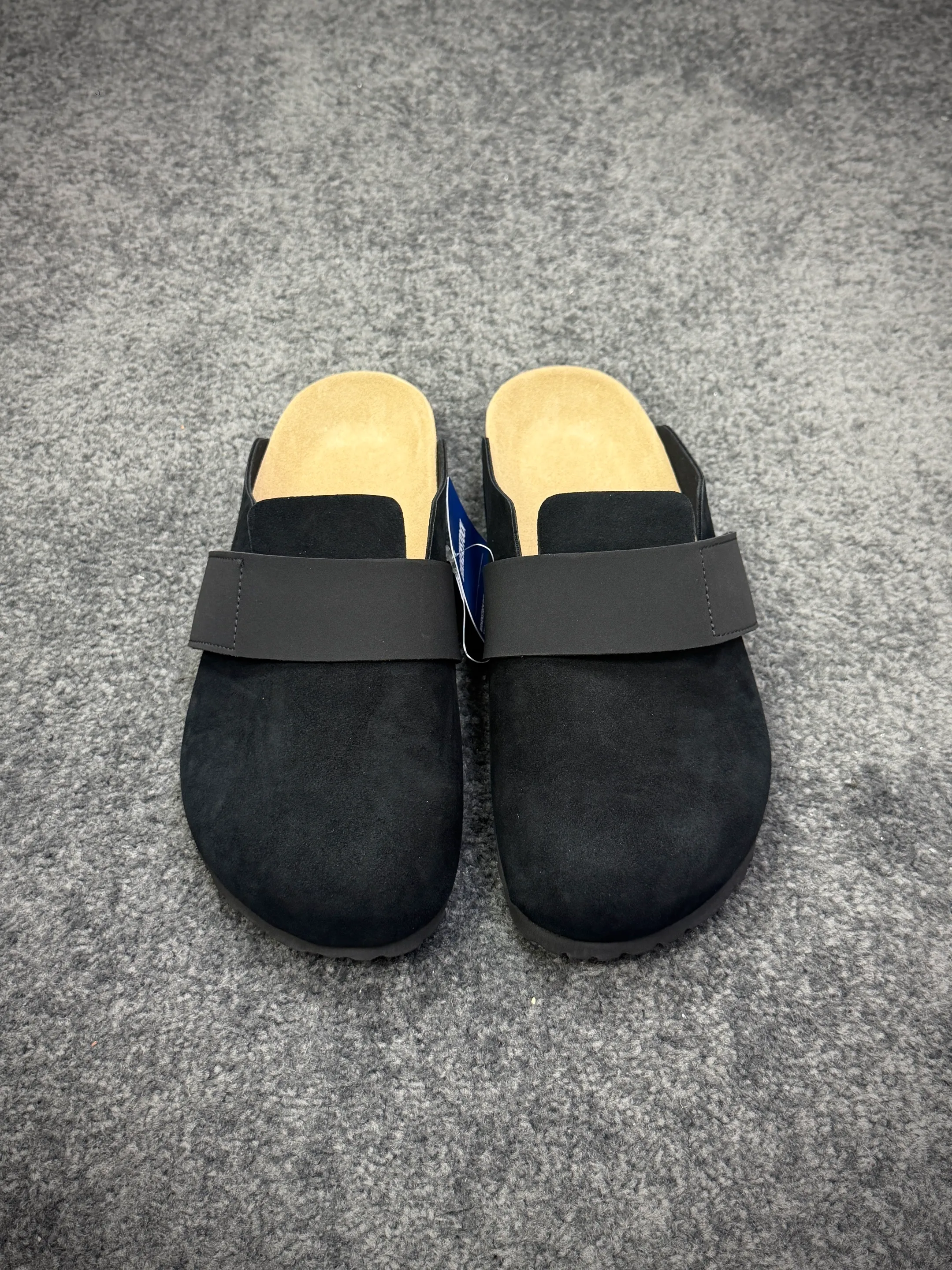 BK Loma Black Suede Velcro Clogs