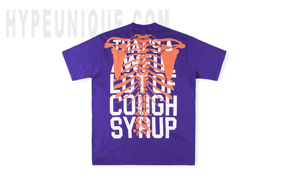 That's A Awful Lot of Cough Syrup Skull Ribs T-shirt Blue Back View