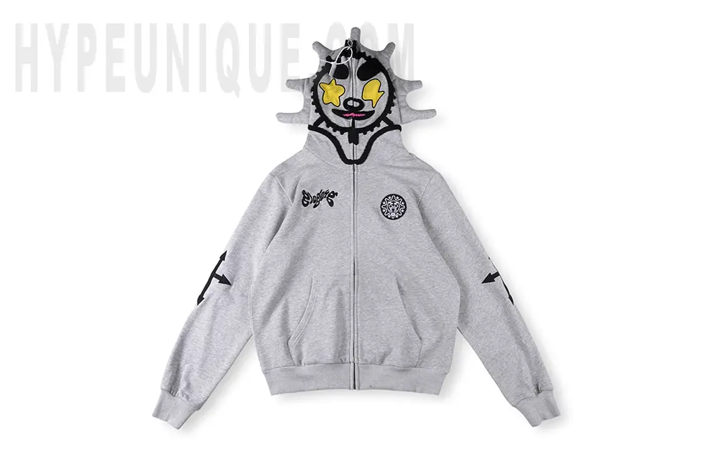 GloGang Four-Way Arrow Hoodie Grey Front View