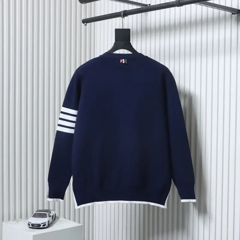 TB Four-Stripe Front-Short-Back-Long Wool Cardigan