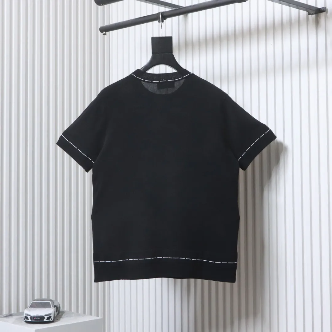 Back FF Signature Dotted-Line Jacquard Knit T-Shirt