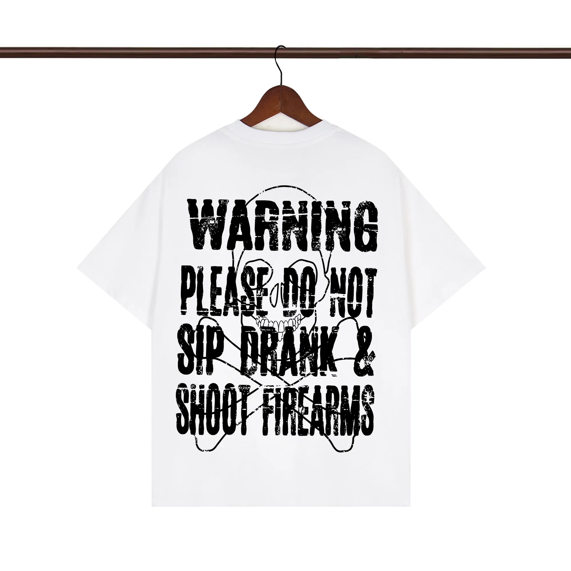 Back of That’s A Awful Lot Of Cough Syrup Warning Graphic T-Shirt Color White