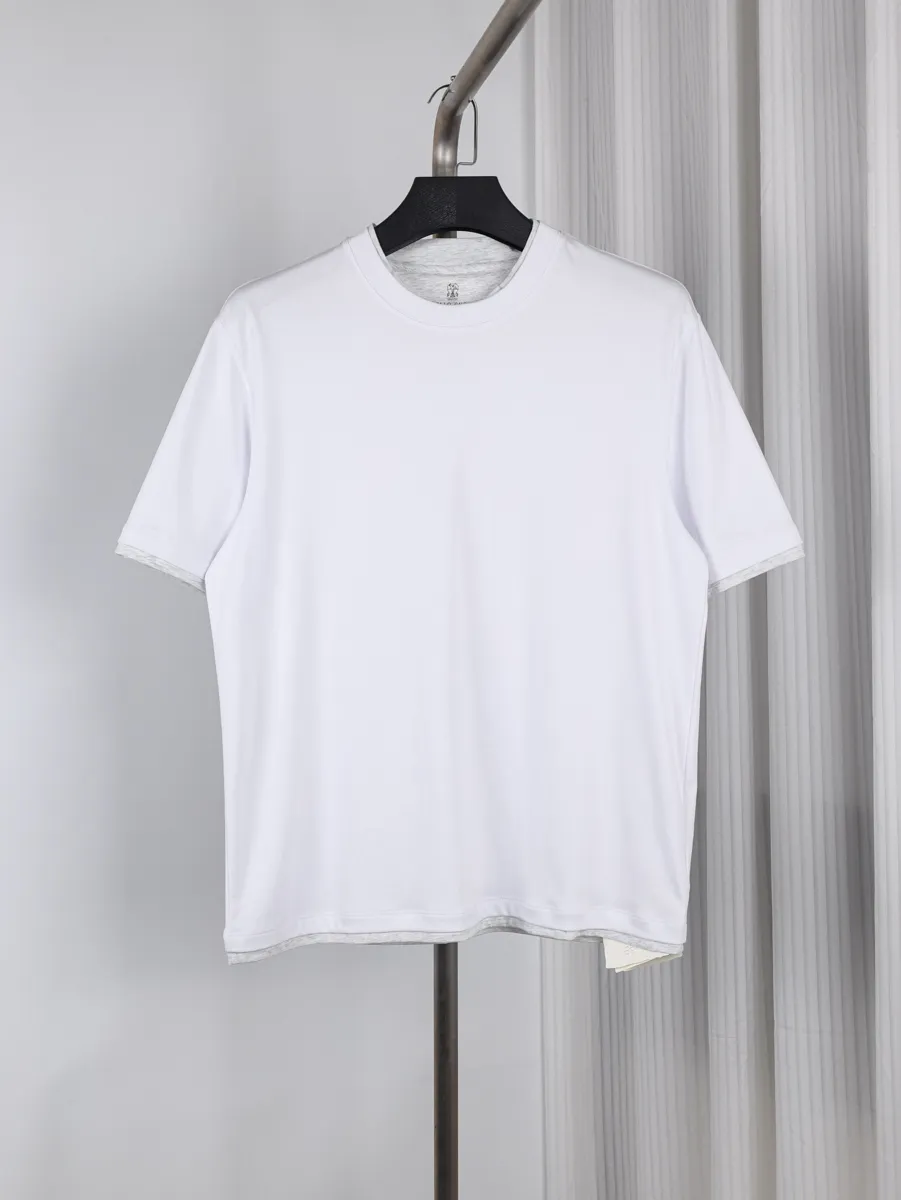 Mercerized Cotton Faux Two-Piece T-Shirt