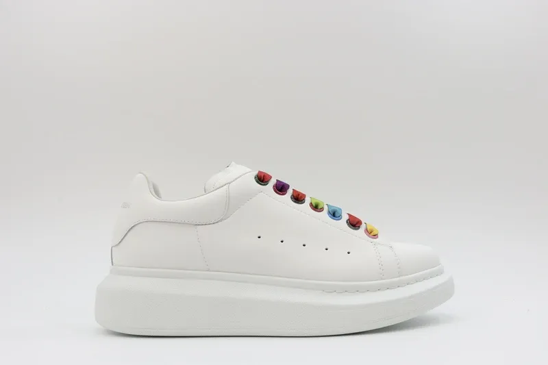 ALEXANDER MCQUEEN SHOW LEATHER PLATFORM TRAINERS SNEAKERS-RAINBOW REPLICA
