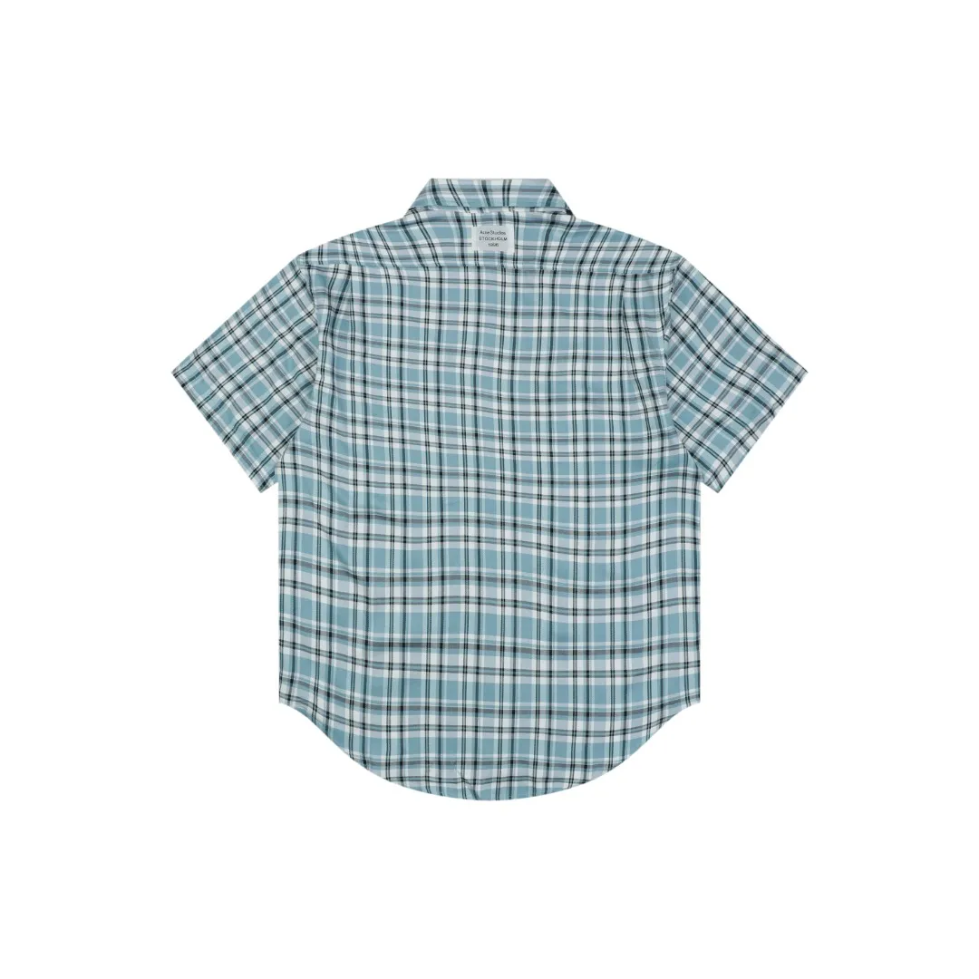 Reserve Side Acne Blue & White Plaid T-Shirt