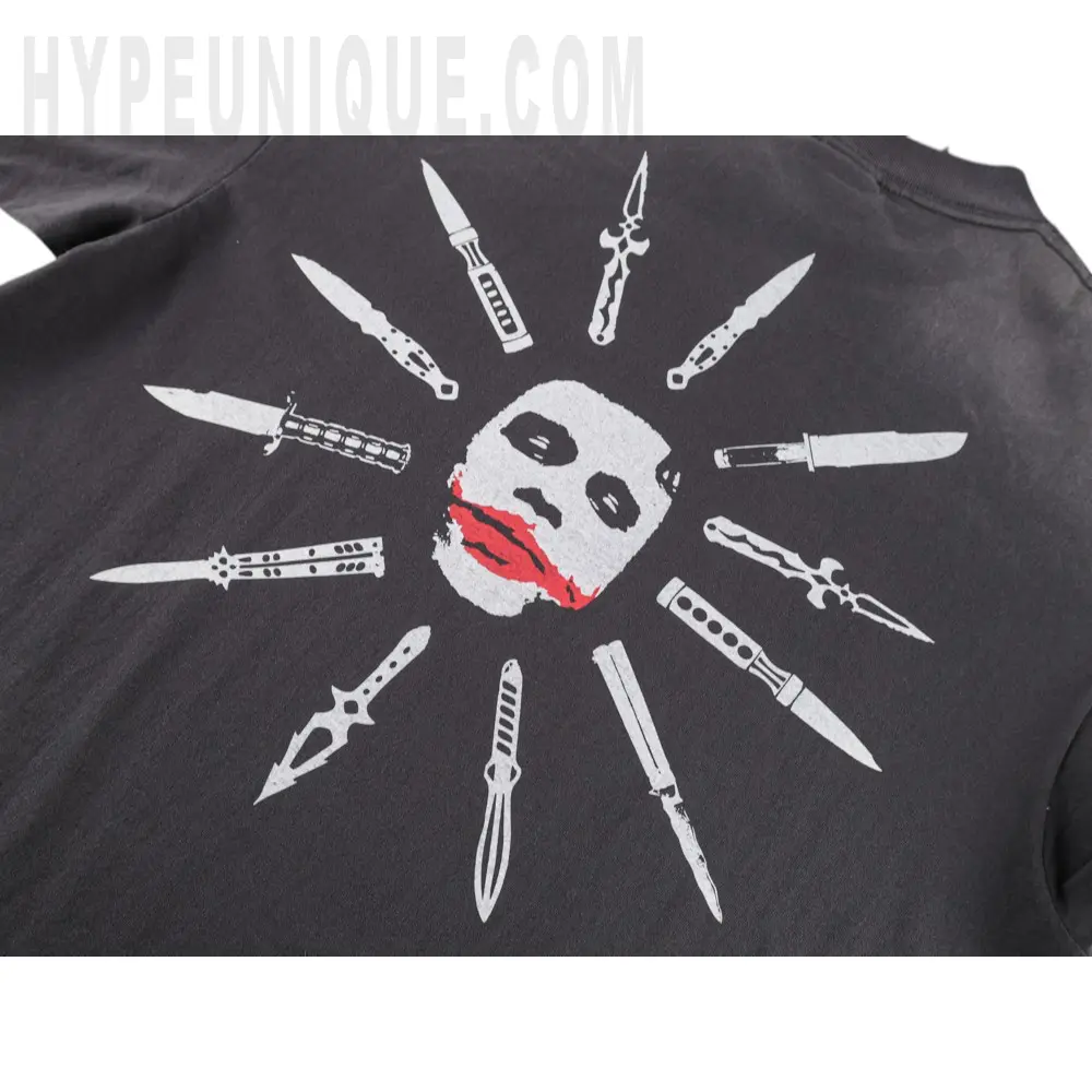 Printed graphic on the back of the garment