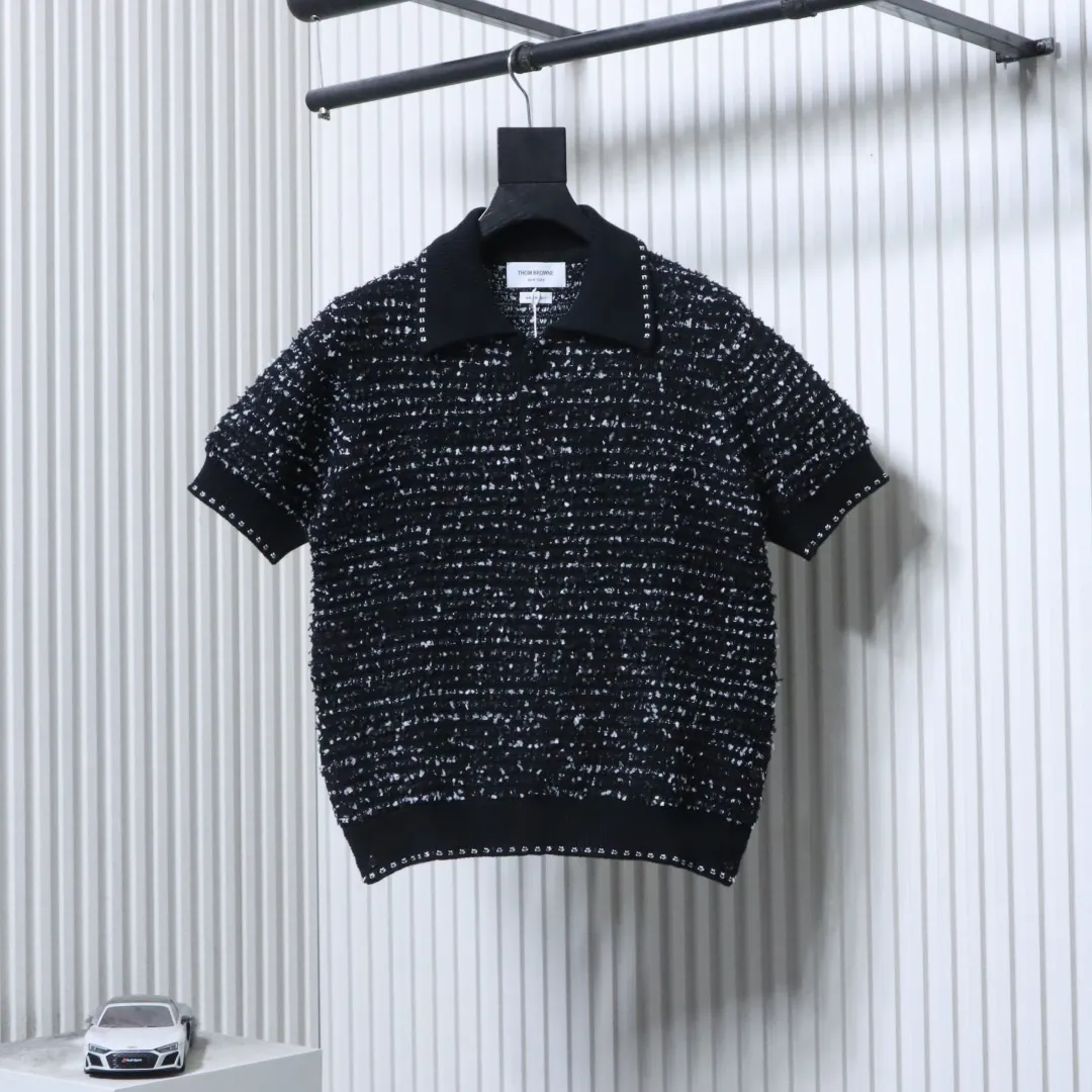TB Tweed Jacquard Knit Polo  T-Shirt