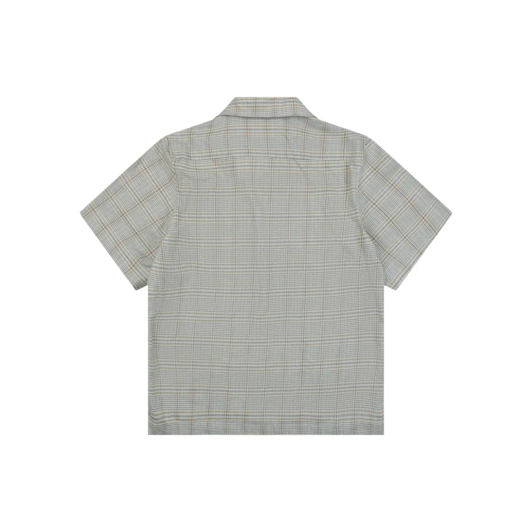 Back LP Plaid Cuban Collar Linen Blend T-Shirt