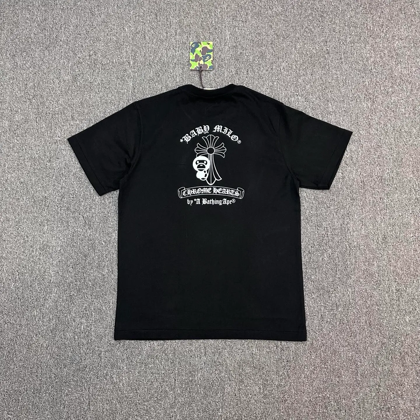 Back of BAPE Cross Print Crew Neck T-Shirt Color Black