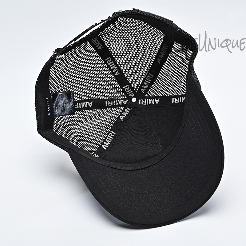 AMIRI Embroidered Paint Drip AM Logo Trucker Snapback Cap Black/White/Multi