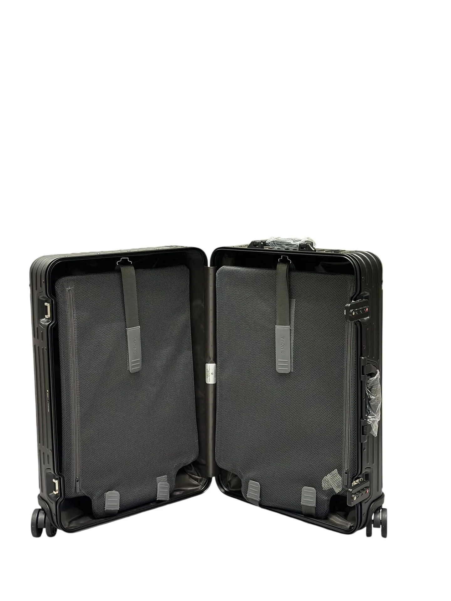Open black luggage interior