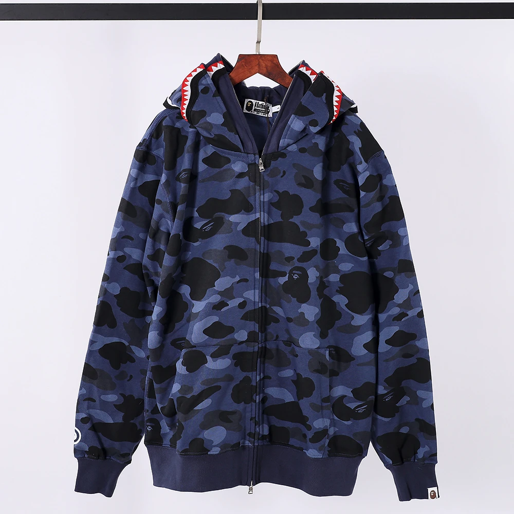 Shark Full Zip Hoodie Double Hood (Blue/ Red /Purple)