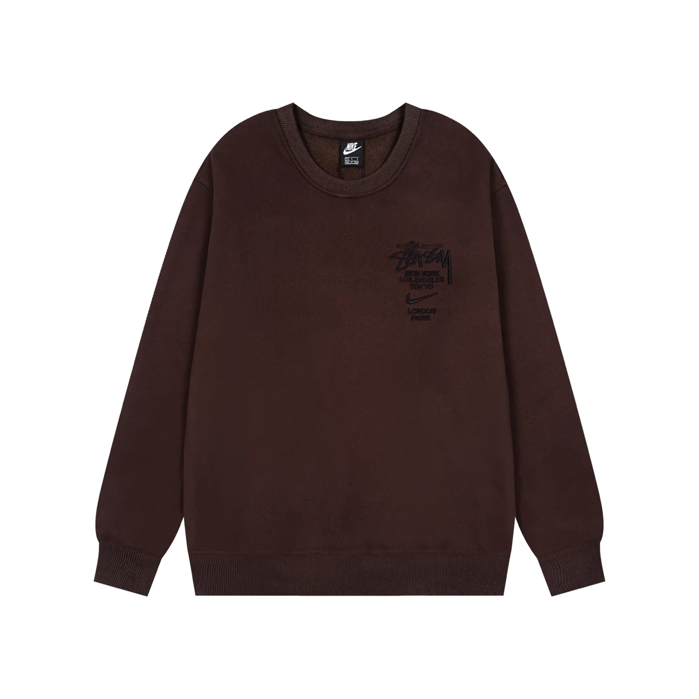 Stussy x N1ke Embroidered Fleece Crewneck Sweatshirt