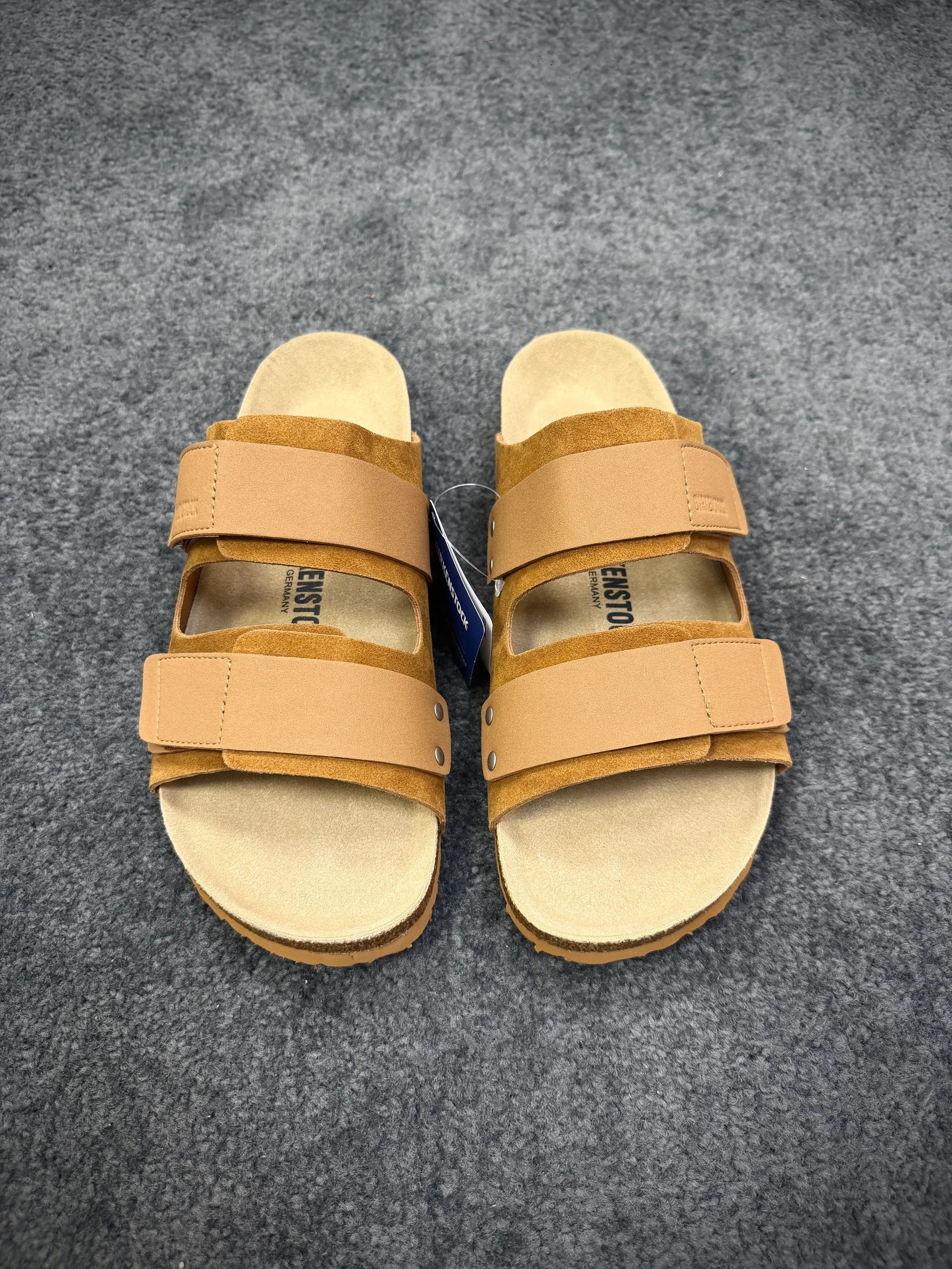 BK Uji Leather Suede Double-Strap Sandals